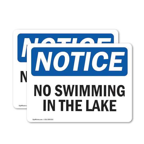 Signmission No Swimming In The Lake, 5 in W x Rectangle, Vinyl Decal OS-2PACK-NS-D-35-L-14875 - main